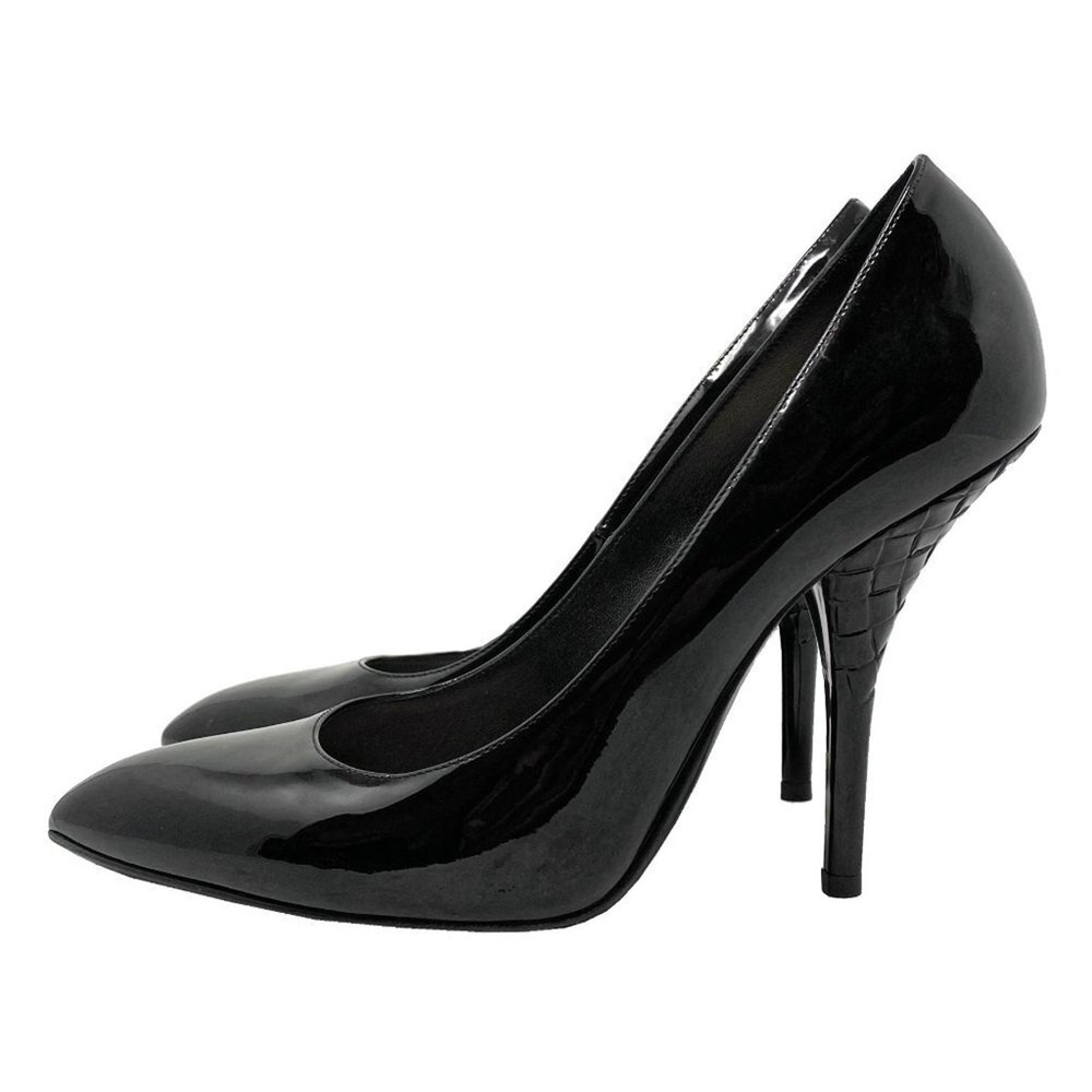 Bottega Veneta Black Patent Pumps Intrecciato Heel EU 40.5‎